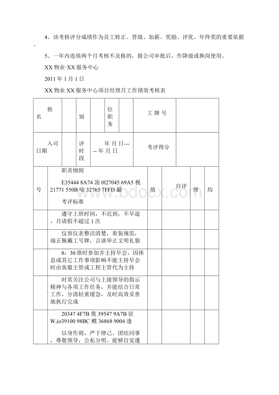 XX物业各岗位绩效考核表完整Word格式文档下载.docx_第2页