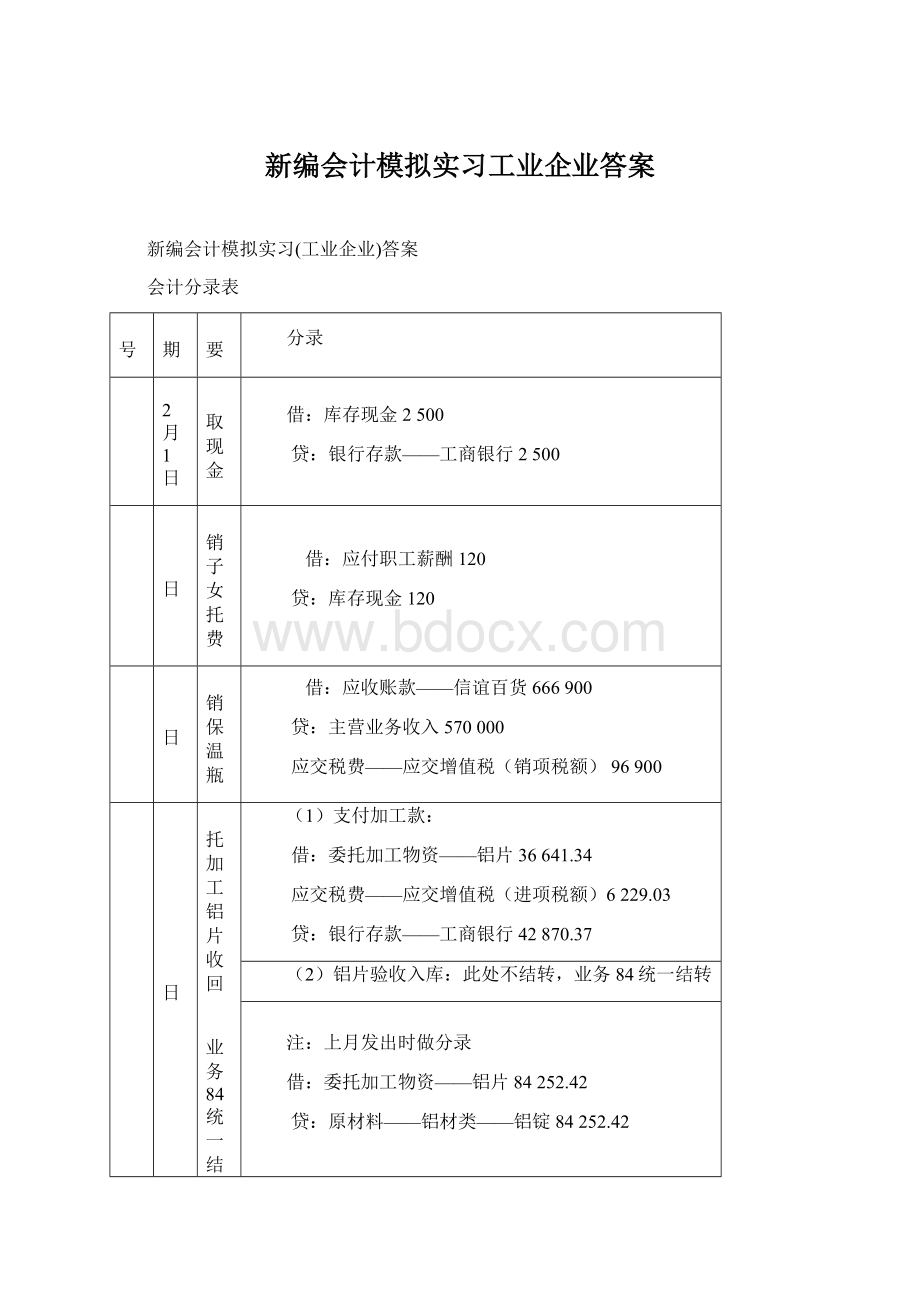 新编会计模拟实习工业企业答案.docx