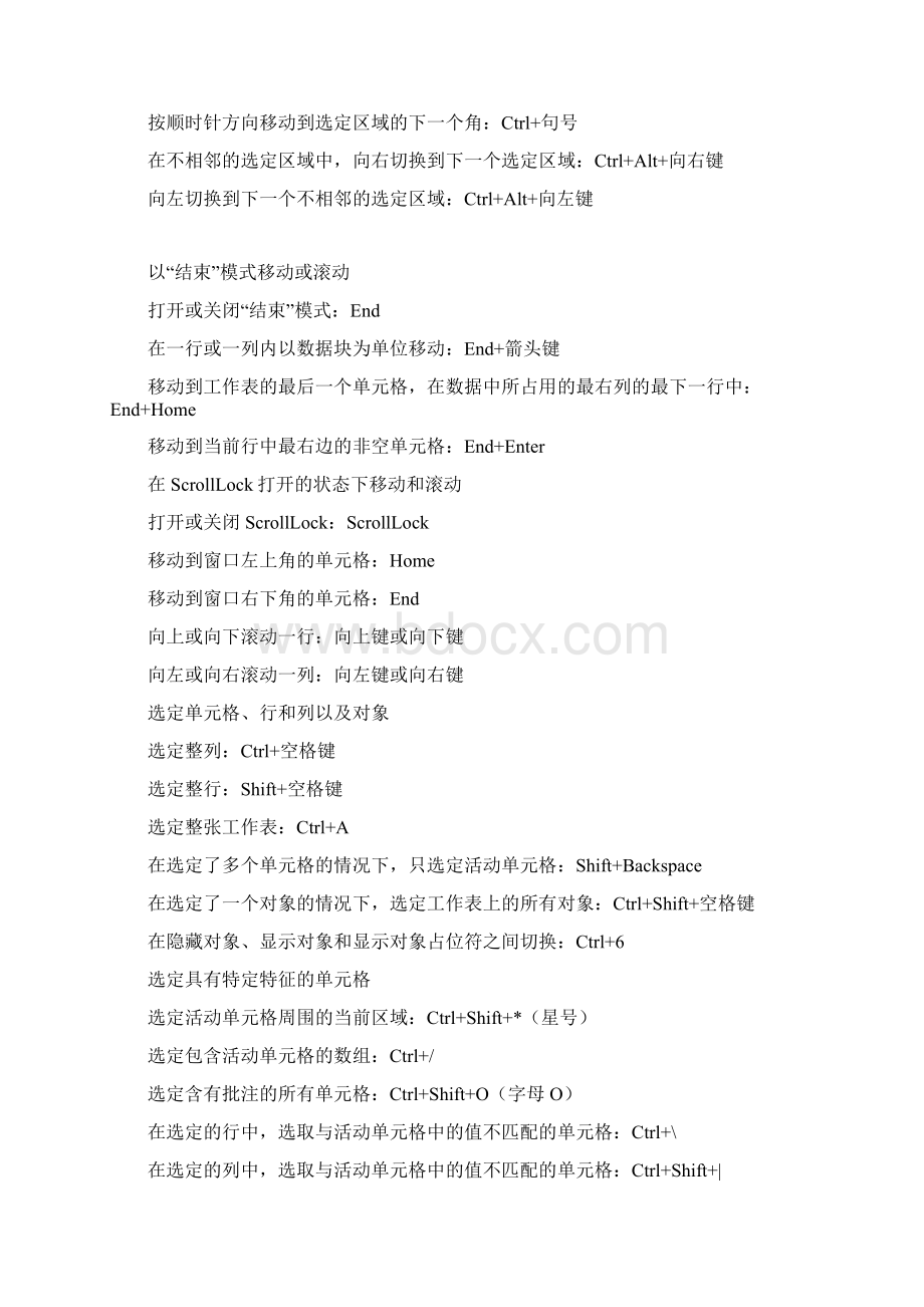 完整版Excel常用快捷键大全非常全面Word格式.docx_第3页