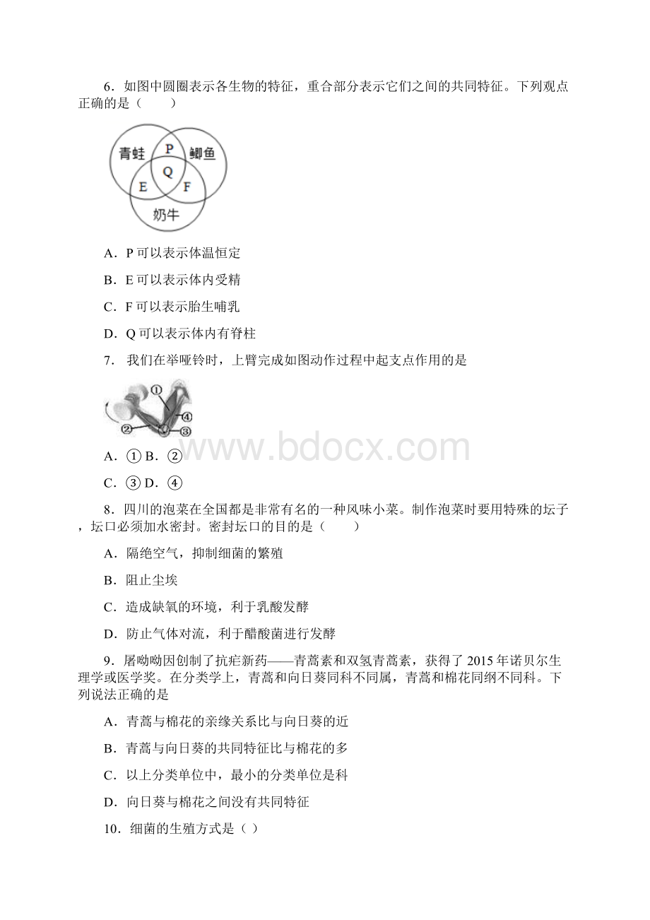 上海纪王学校八年级上册生物 期末试题及答案解答Word文档格式.docx_第2页