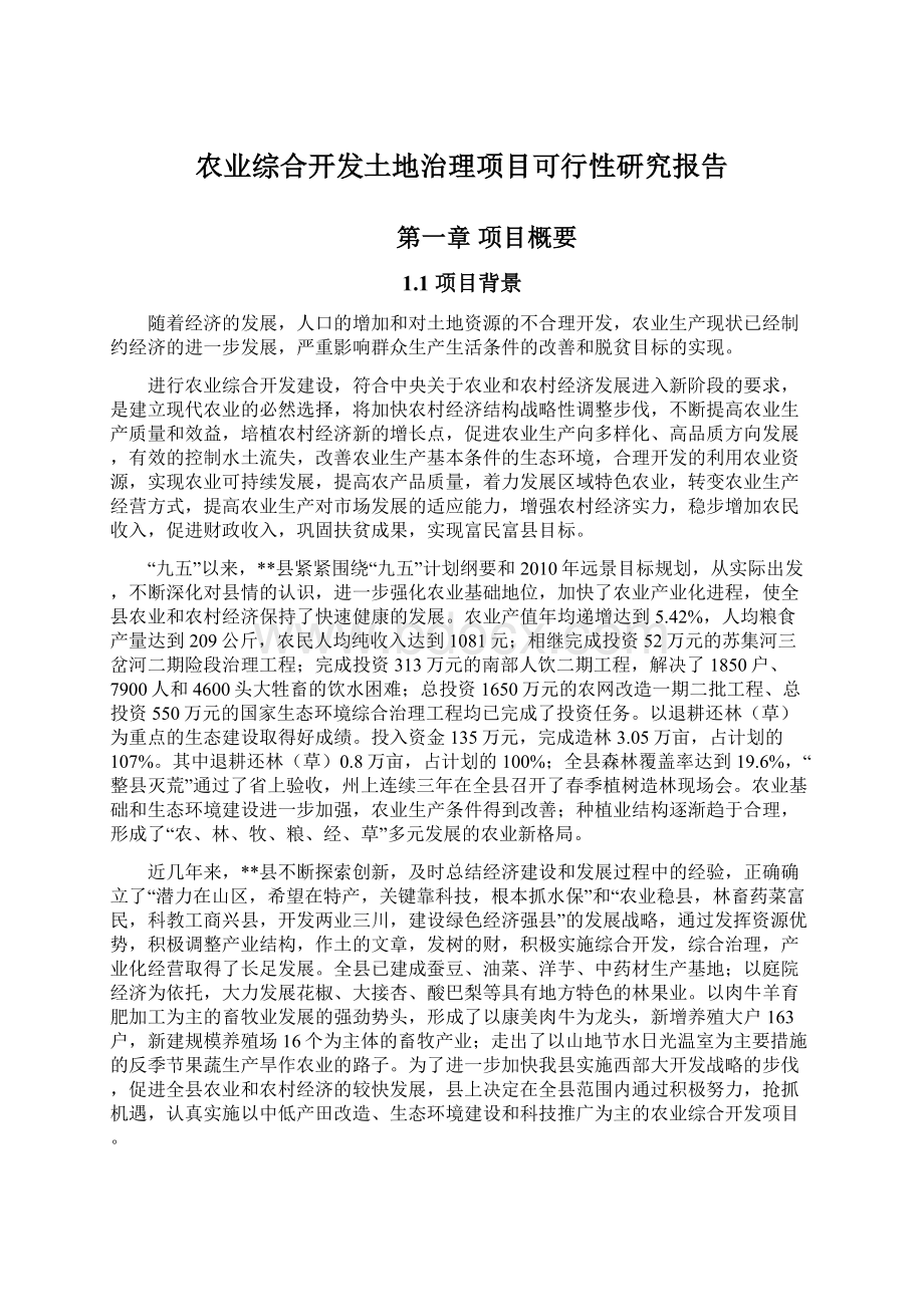 农业综合开发土地治理项目可行性研究报告.docx