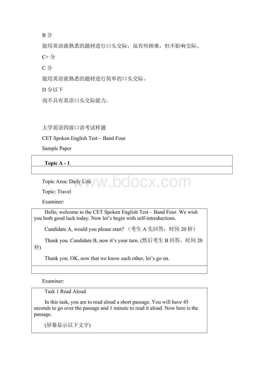 大学英语四级口语考试试题构成及评分标准.docx_第2页