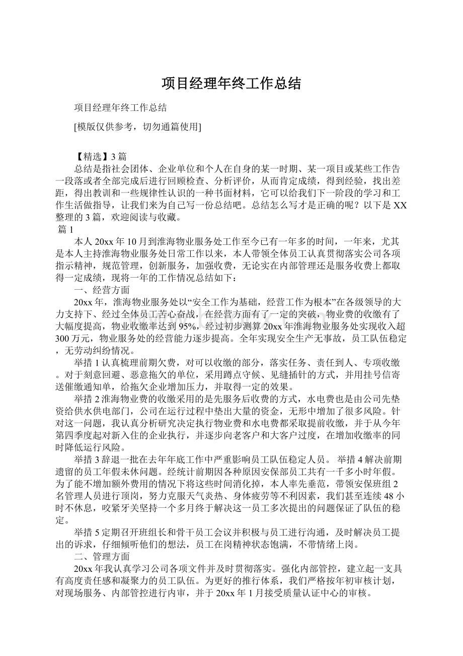 项目经理年终工作总结.docx_第1页