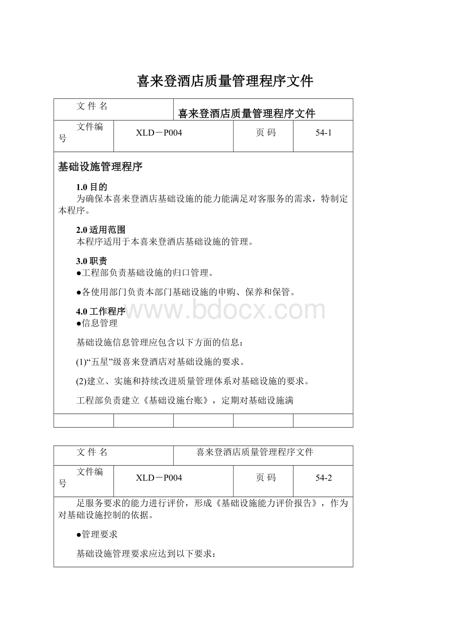 喜来登酒店质量管理程序文件.docx