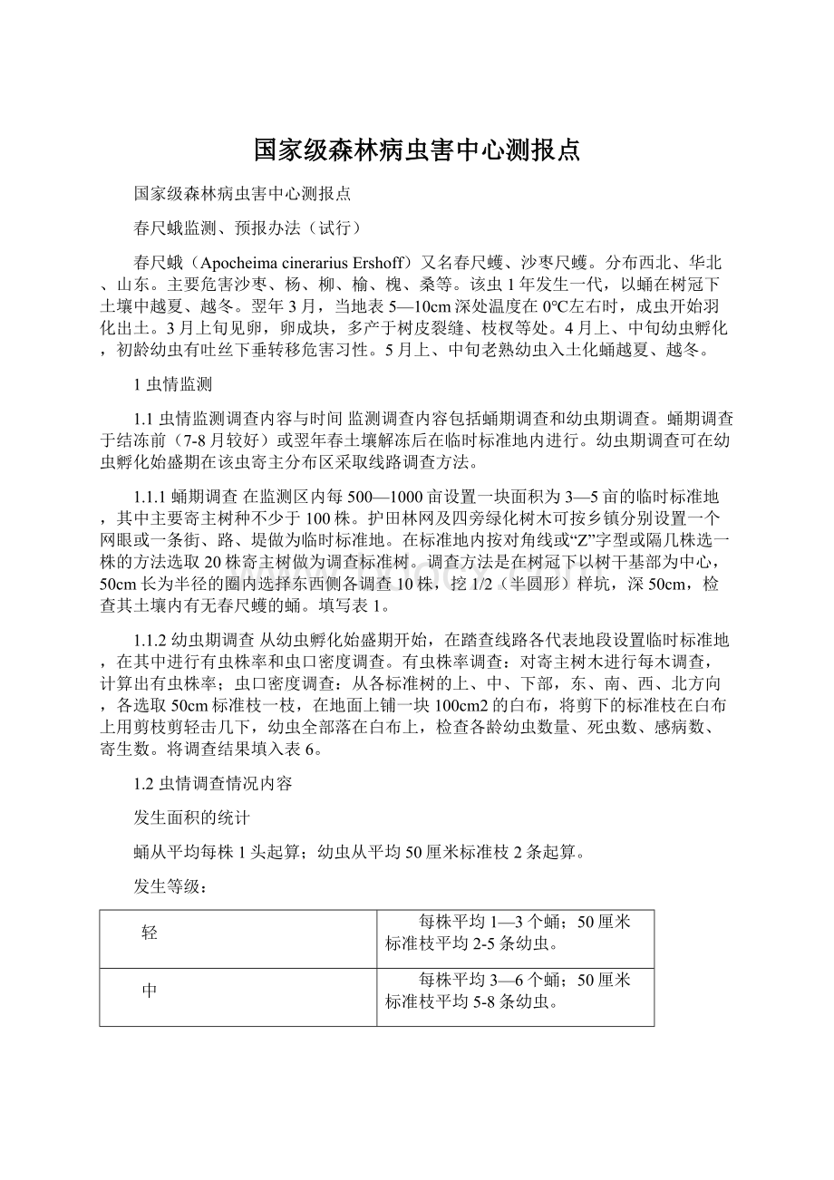 国家级森林病虫害中心测报点Word格式.docx