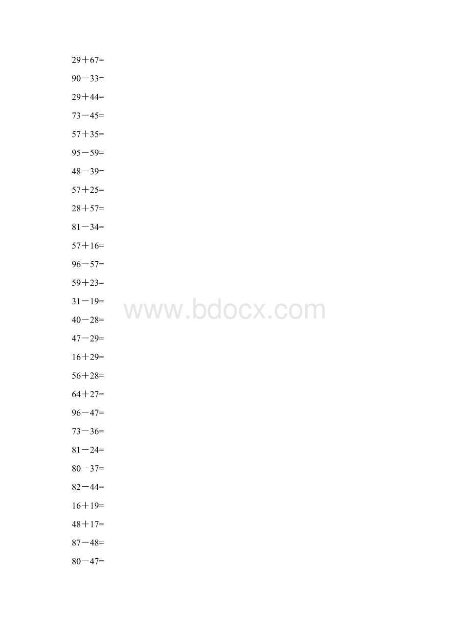 人教版小学数学一年级100以内口算题两位数加减两位数全套word精品文档10页Word文件下载.docx_第3页