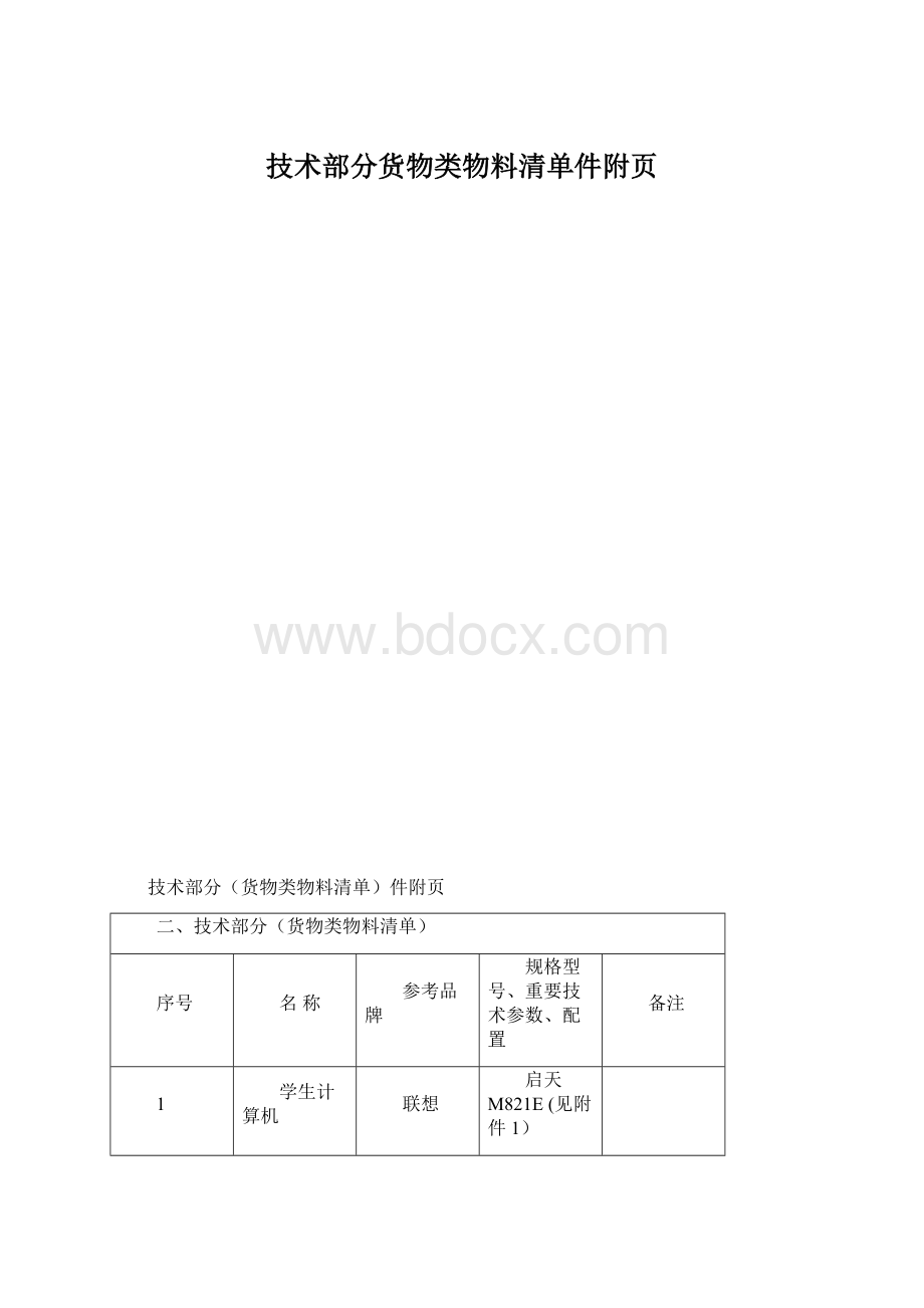 技术部分货物类物料清单件附页Word文档格式.docx