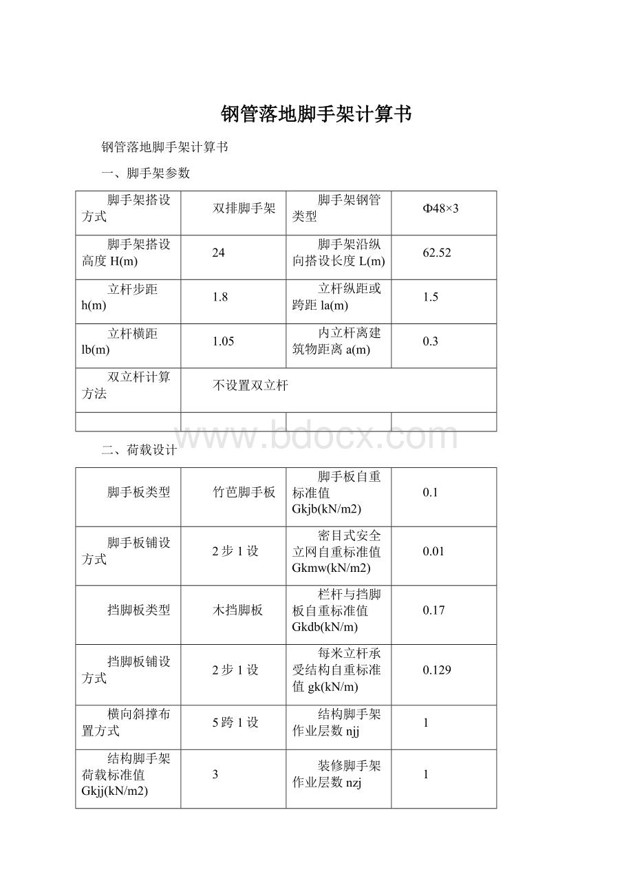 钢管落地脚手架计算书.docx_第1页