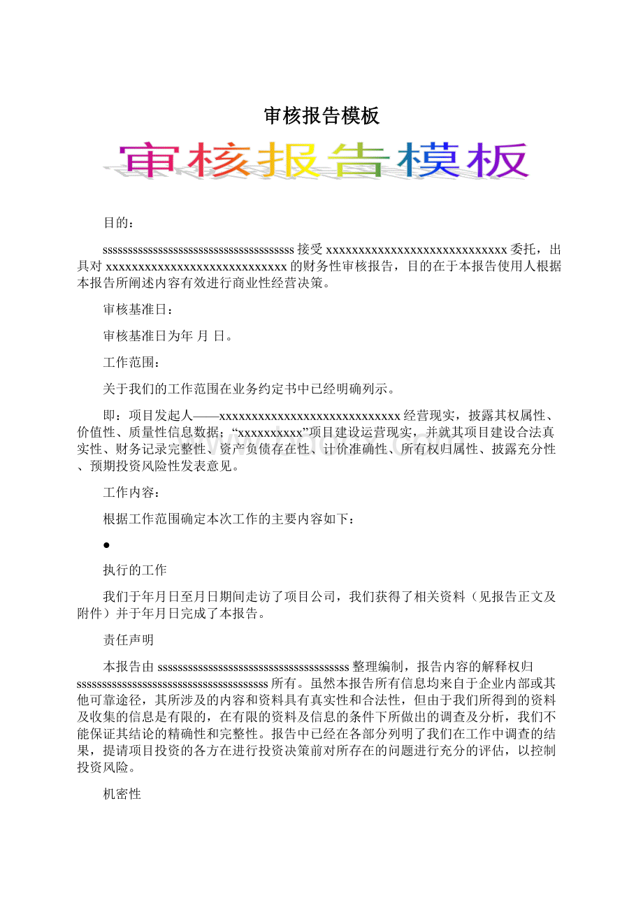 审核报告模板Word文档下载推荐.docx