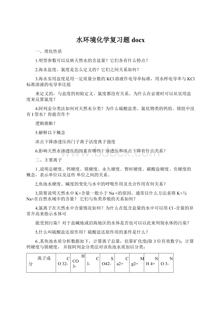 水环境化学复习题docx.docx_第1页