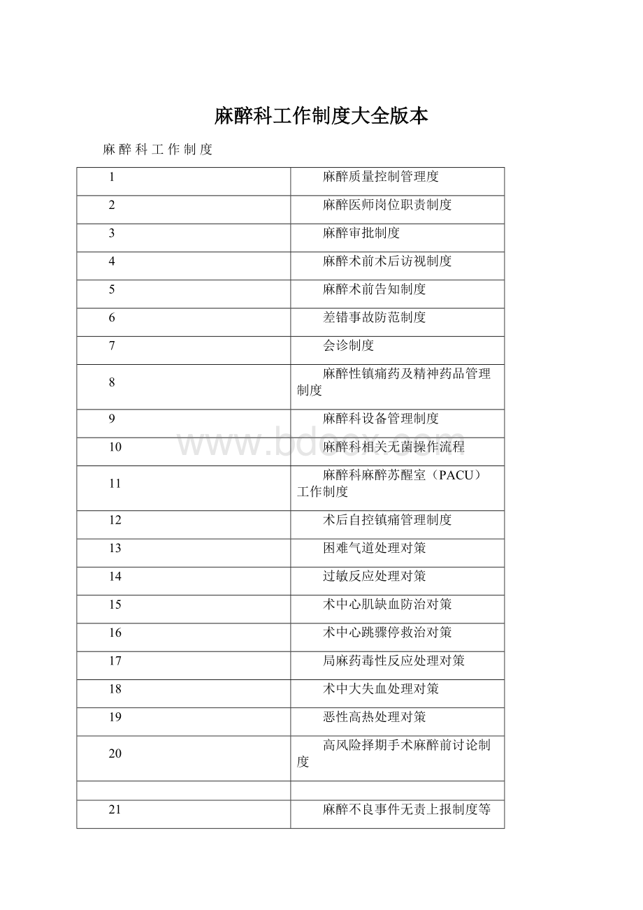 麻醉科工作制度大全版本.docx_第1页