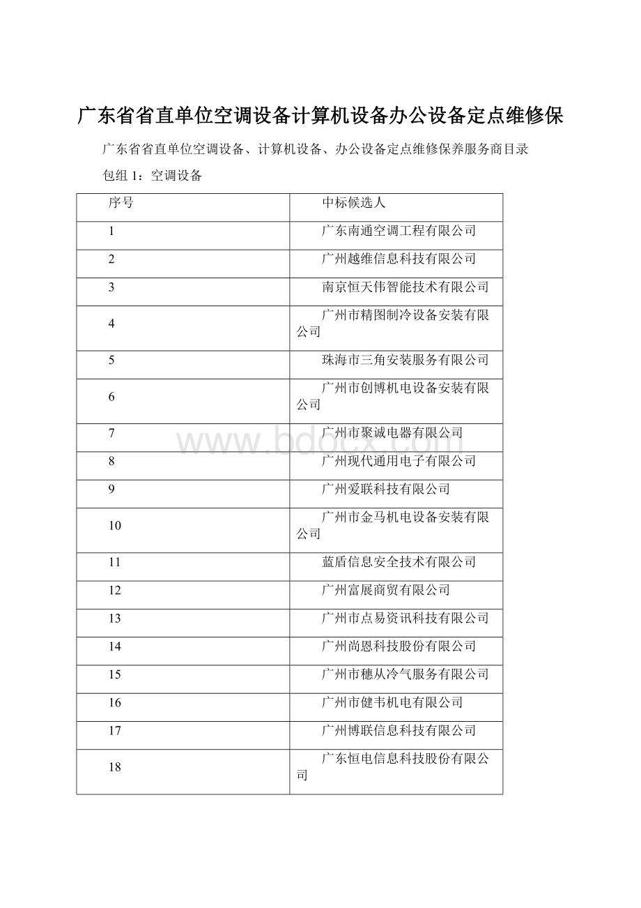 广东省省直单位空调设备计算机设备办公设备定点维修保.docx_第1页