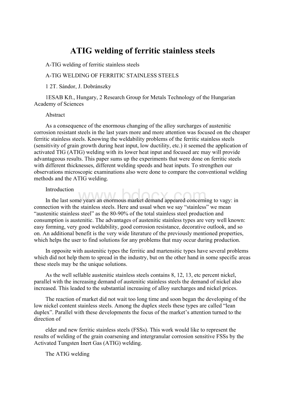 ATIG welding of ferritic stainless steels.docx_第1页