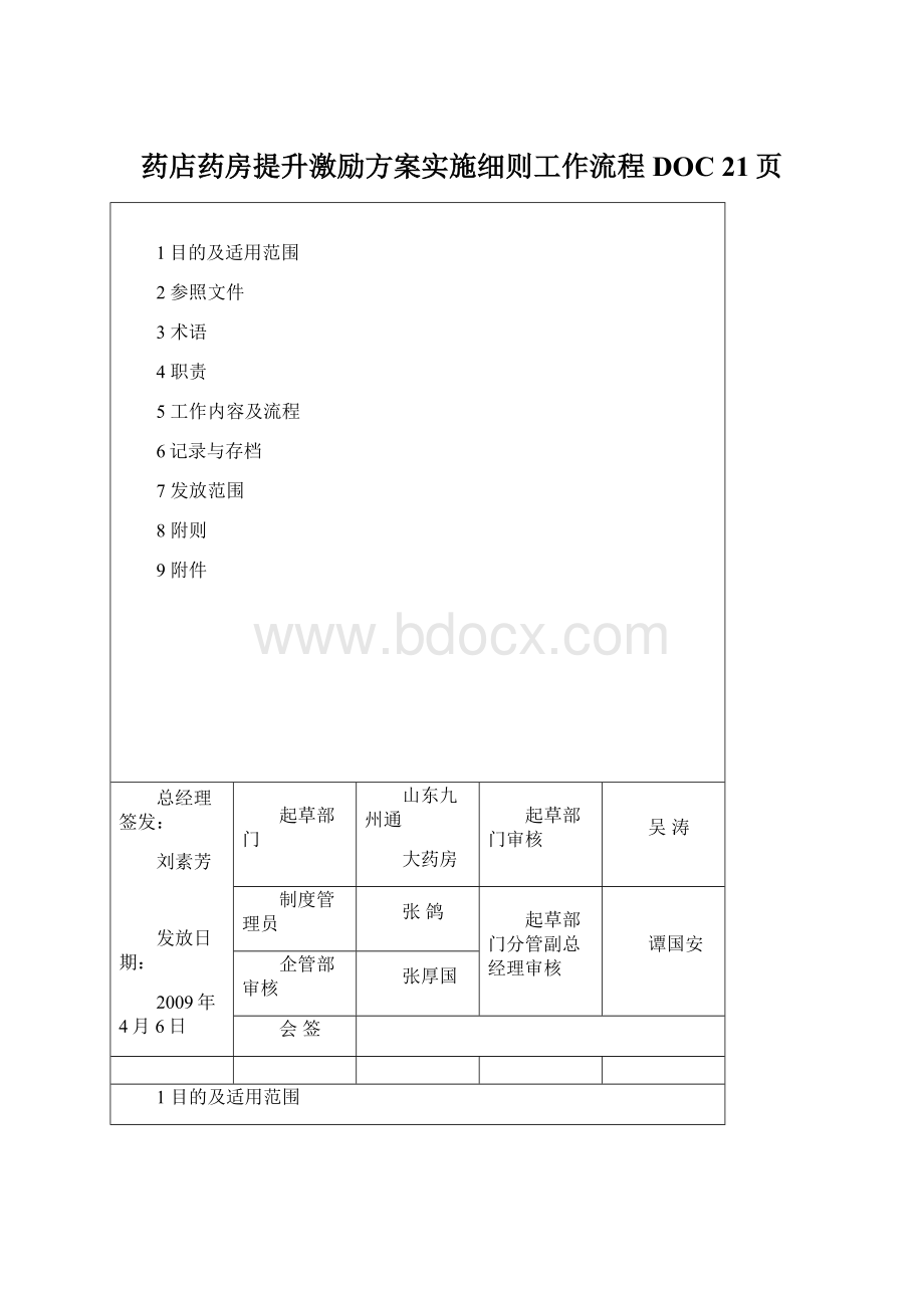 药店药房提升激励方案实施细则工作流程DOC 21页Word文件下载.docx