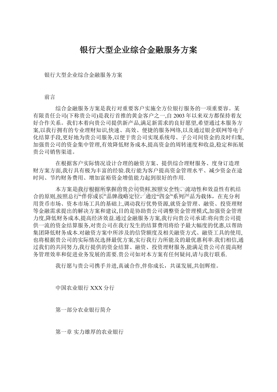 银行大型企业综合金融服务方案.docx