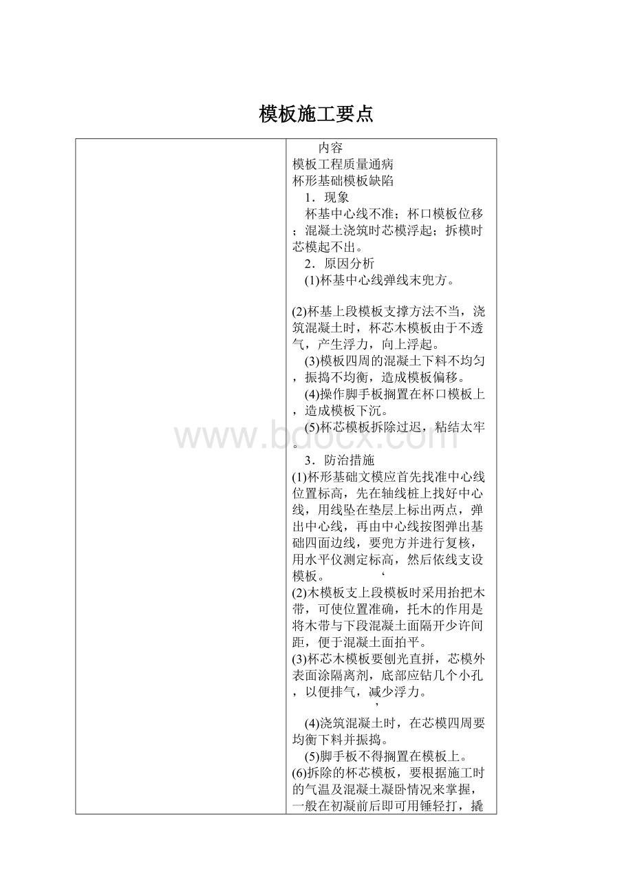 模板施工要点.docx