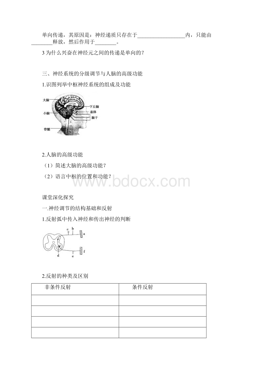 届高考生物起点一轮复习第八单元《通过神经系统的调节》学案Word文档下载推荐.docx_第3页