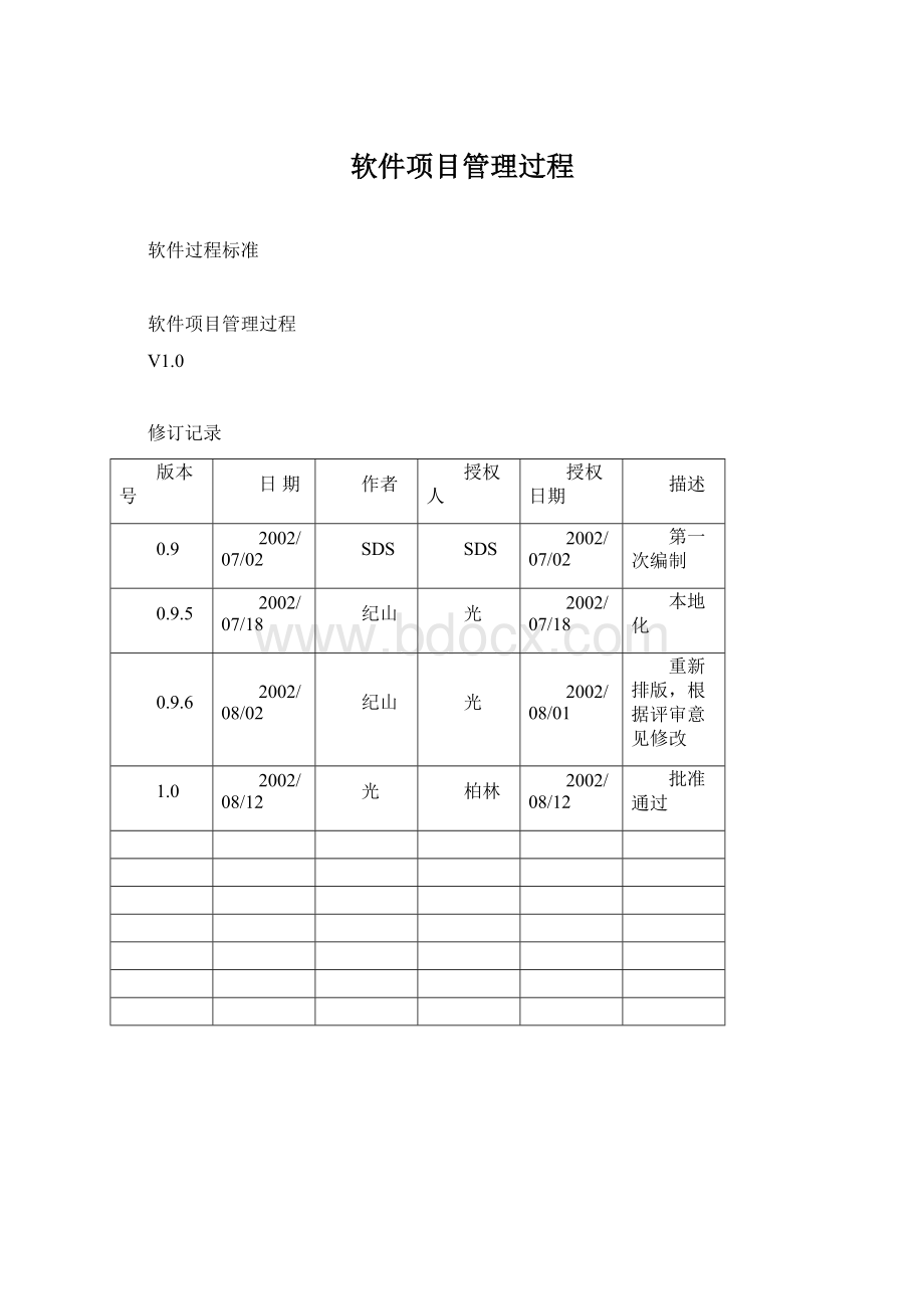 软件项目管理过程Word下载.docx