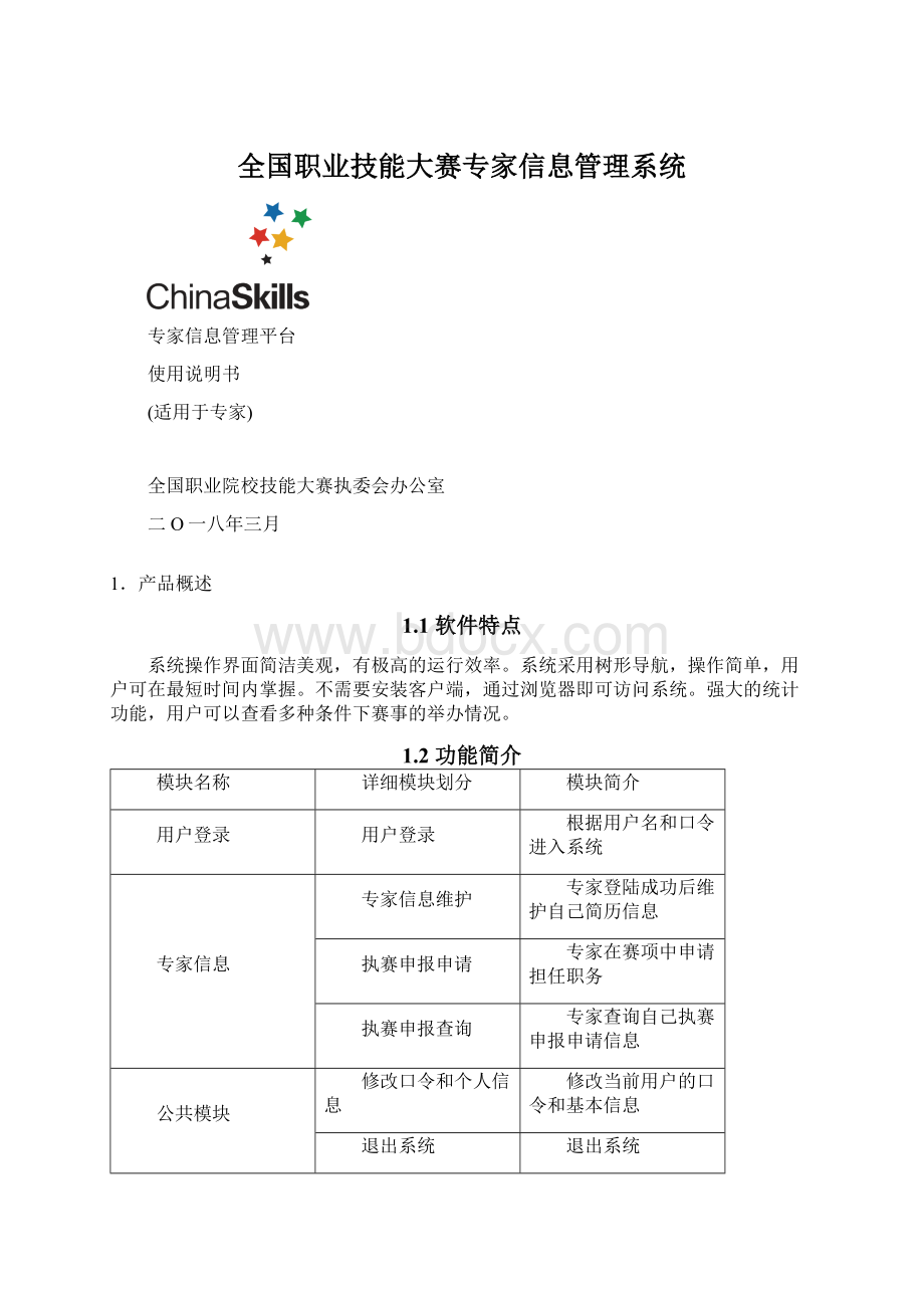 全国职业技能大赛专家信息管理系统Word格式文档下载.docx