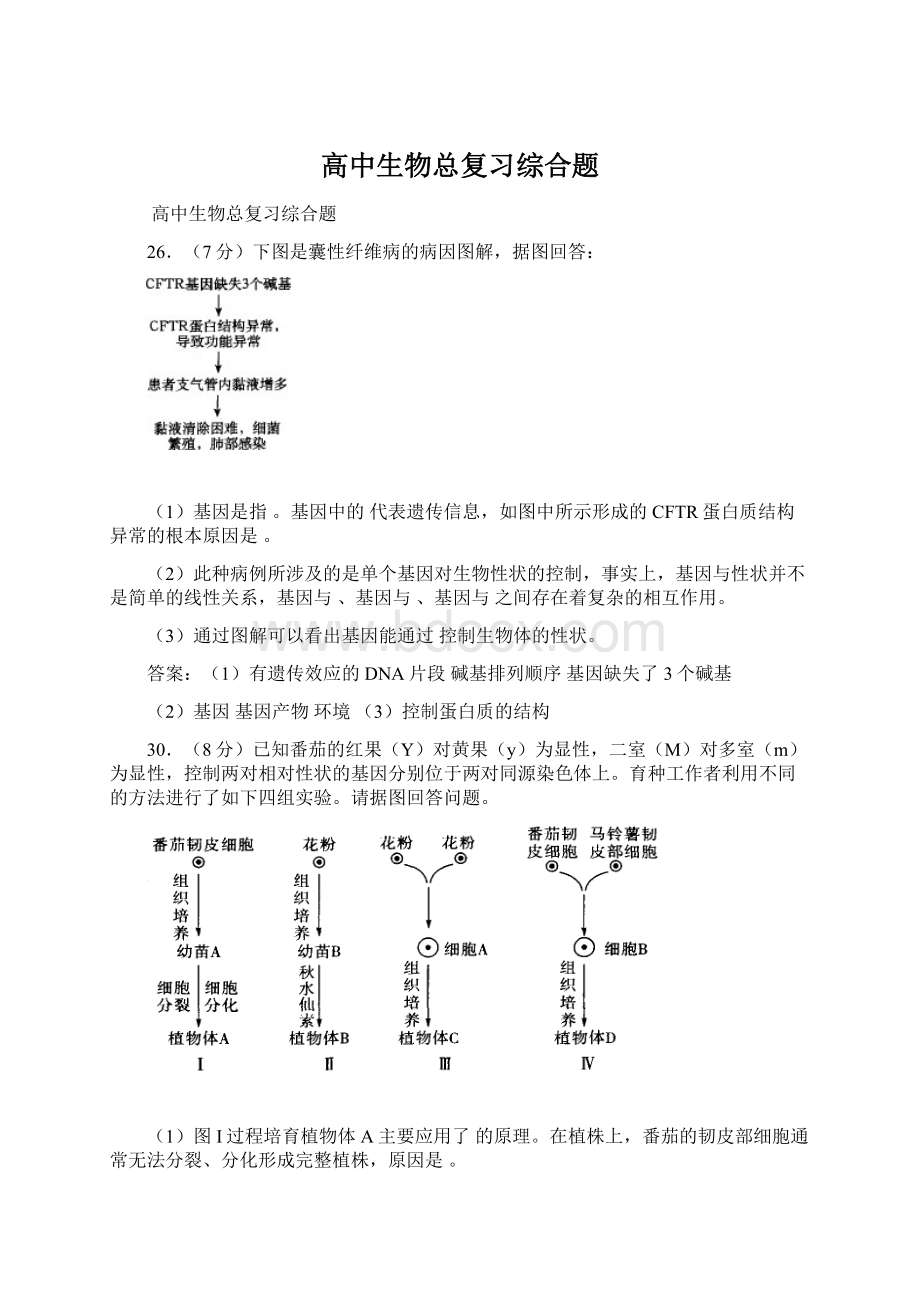 高中生物总复习综合题.docx