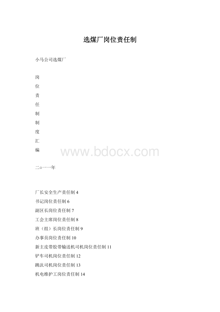 选煤厂岗位责任制Word格式文档下载.docx