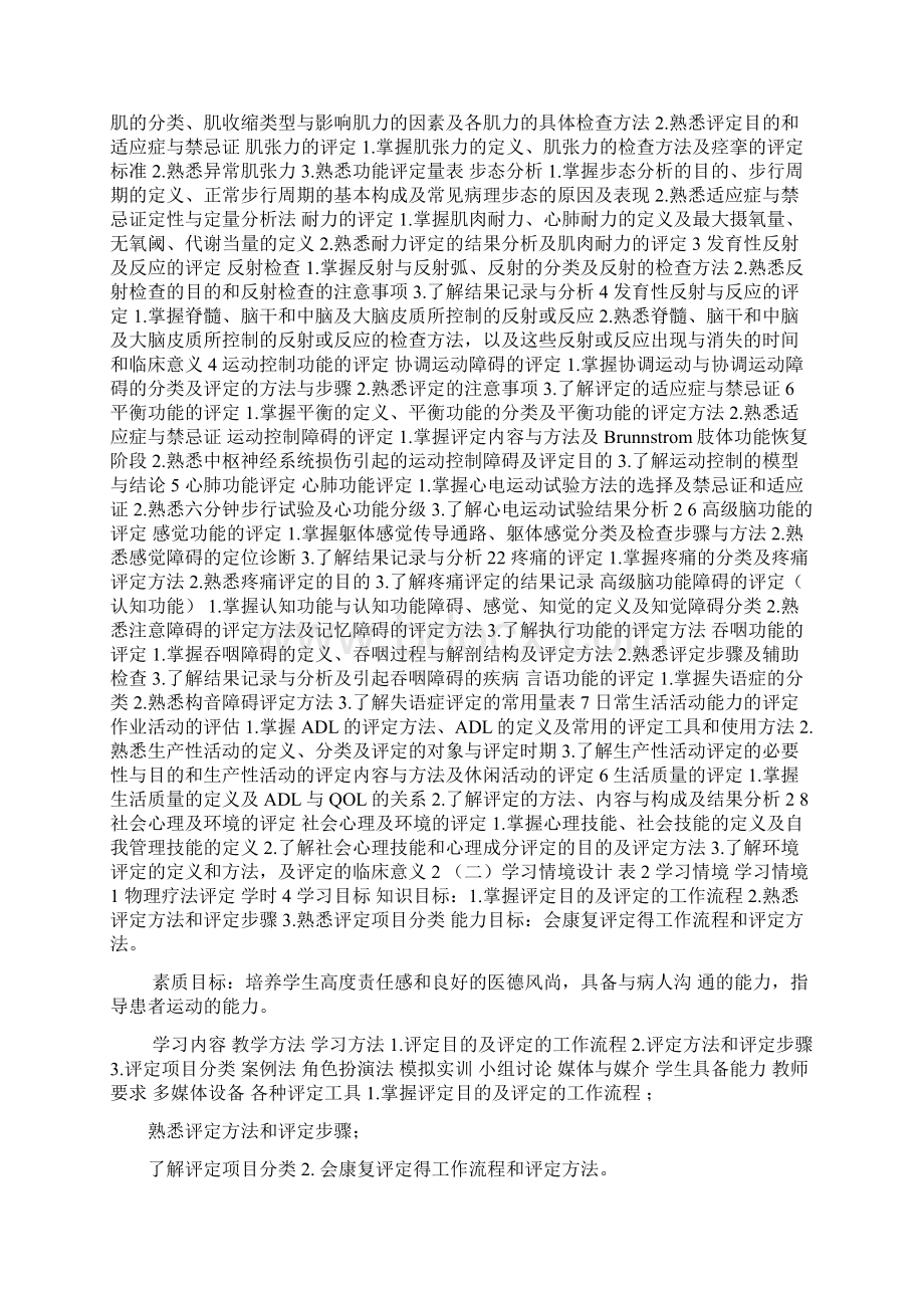 康复评定技术课程标准Word格式文档下载.docx_第3页