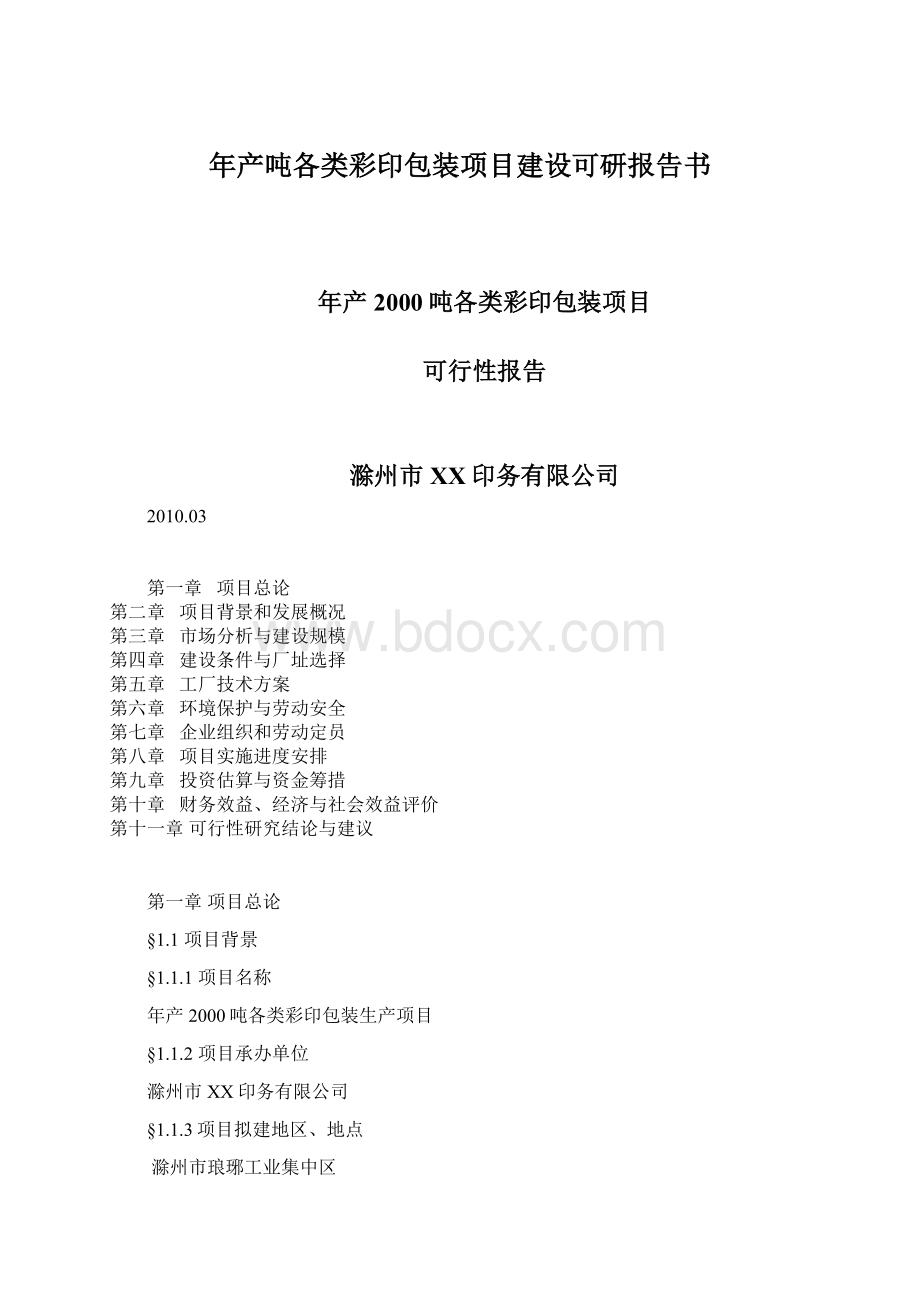 年产吨各类彩印包装项目建设可研报告书Word格式文档下载.docx