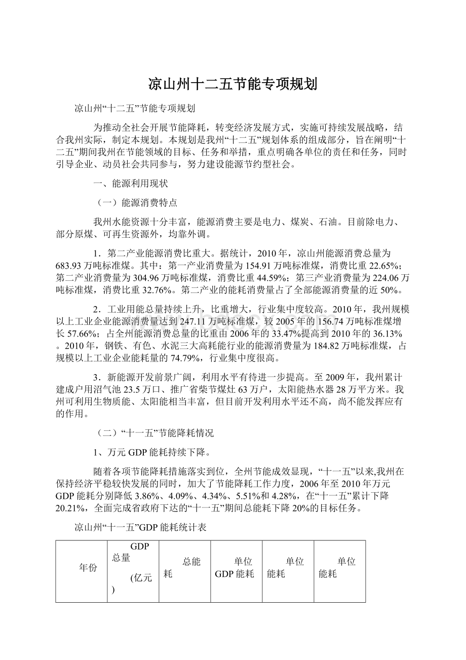 凉山州十二五节能专项规划.docx_第1页