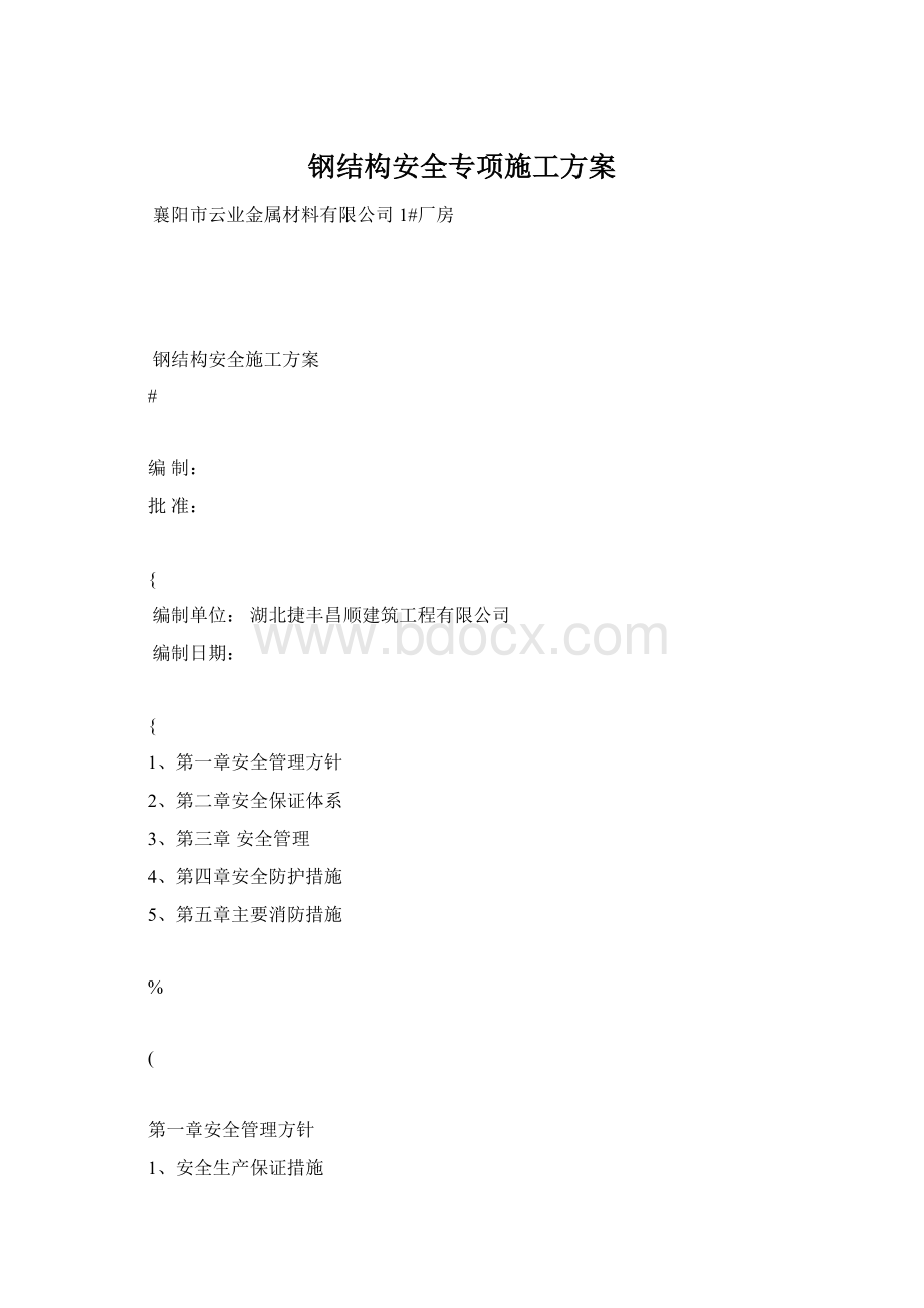 钢结构安全专项施工方案.docx_第1页