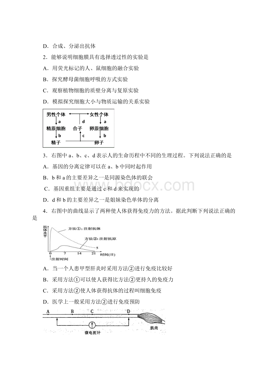 宁夏银川一中届高三第三次模拟考试理综试题1.docx_第2页