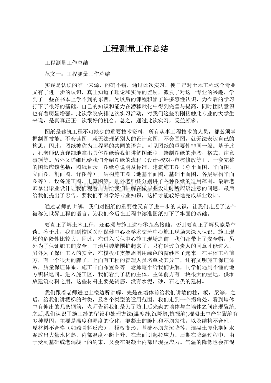 工程测量工作总结.docx_第1页