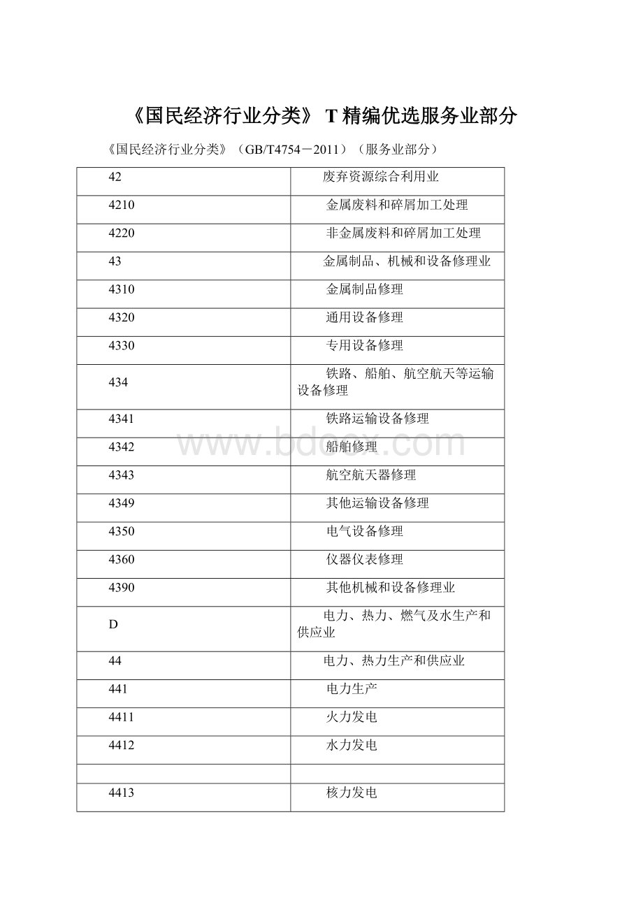 《国民经济行业分类》 T精编优选服务业部分Word下载.docx_第1页