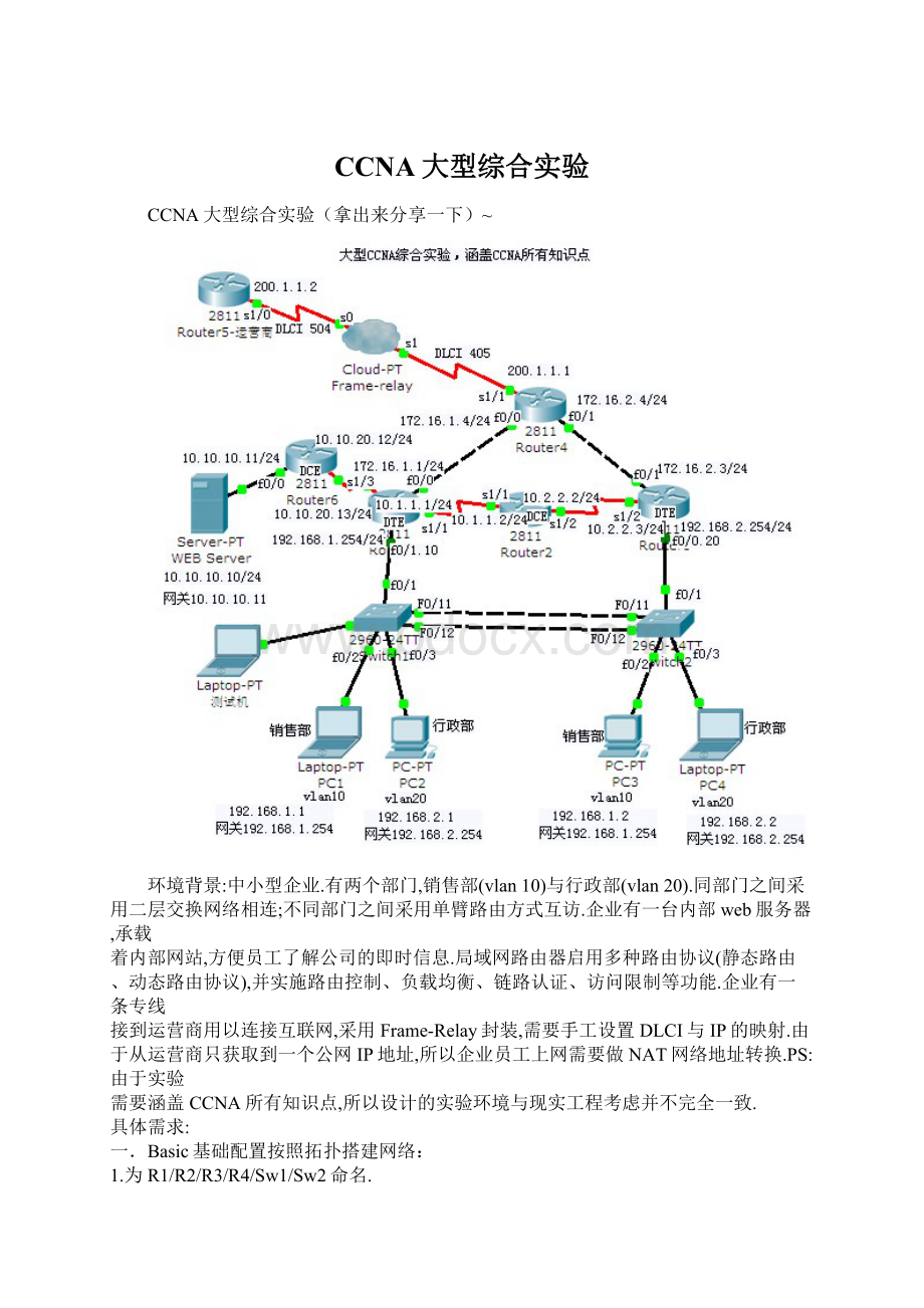 CCNA大型综合实验Word下载.docx