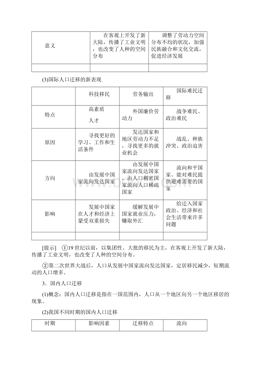 通用版高考地理大一轮复习第20讲人口迁移地域文化与人口学案.docx_第2页