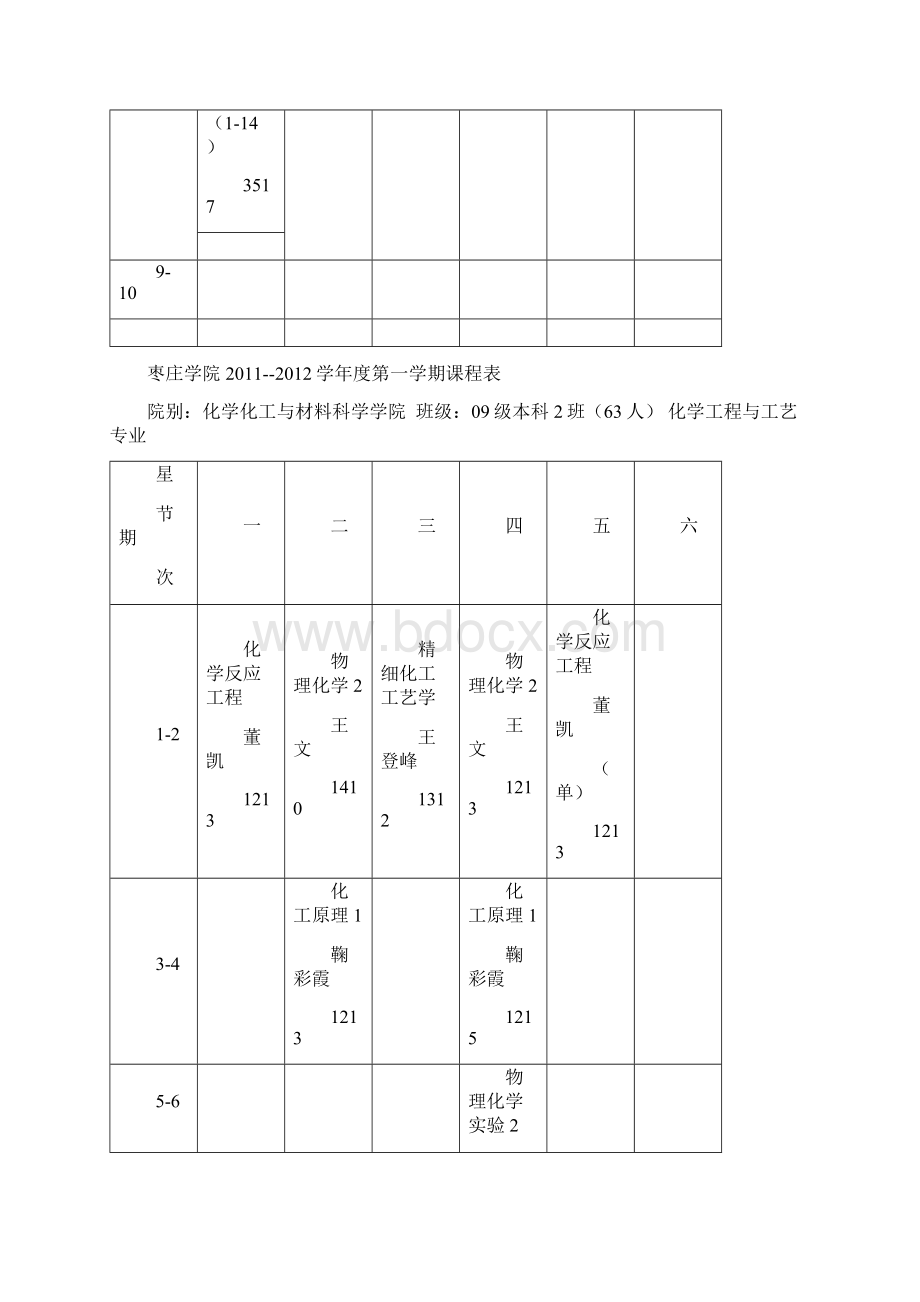 枣庄学院学年度第一学期课程表.docx_第3页