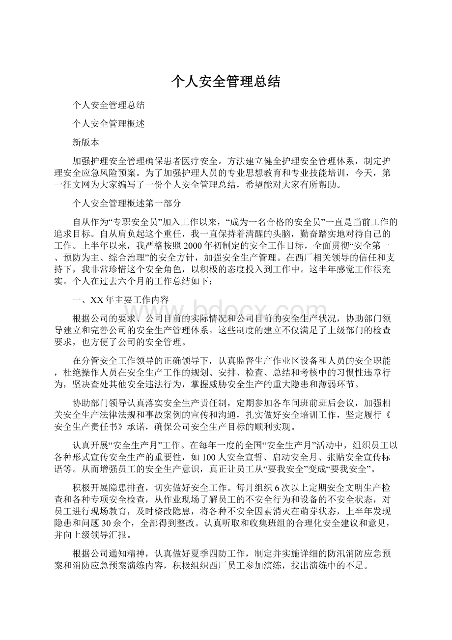 个人安全管理总结文档格式.docx_第1页