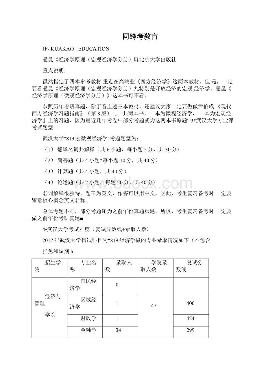 武汉大学经济学考研难度及专业课复习经验详细解读.docx_第2页