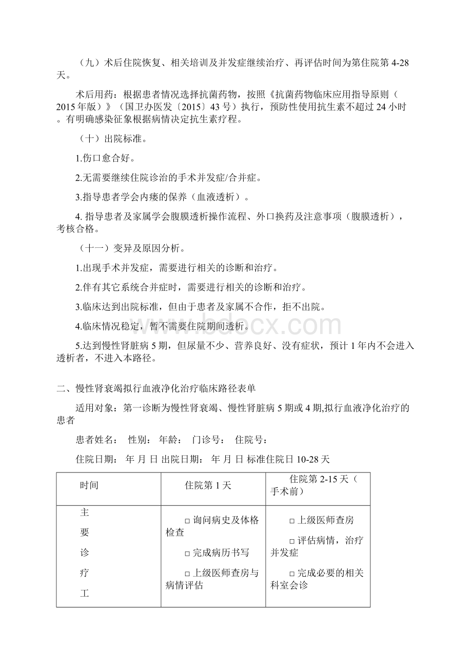 慢性肾衰竭拟行血液净化治疗的临床路径Word格式文档下载.docx_第3页