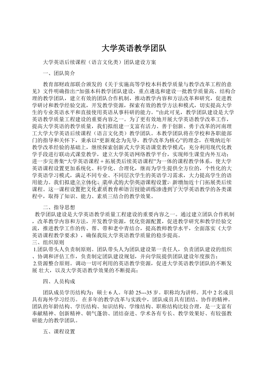 大学英语教学团队.docx