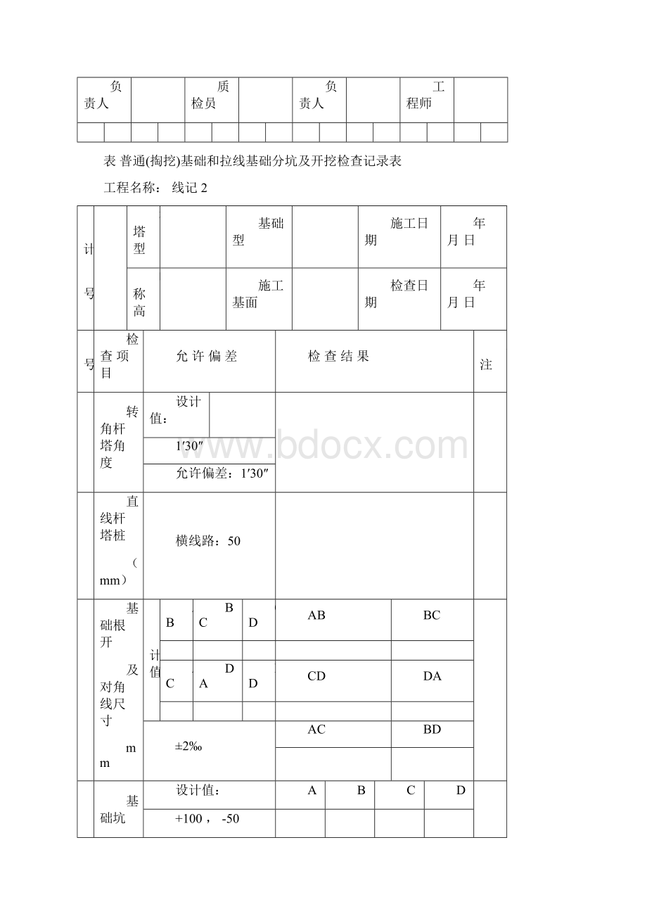 GB50173电气装置安装工程的 66kV及以下架空电力线路施工及验收的要求规范 D类表格Word文档格式.docx_第2页