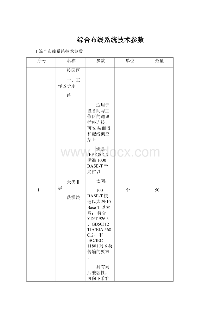 综合布线系统技术参数.docx_第1页