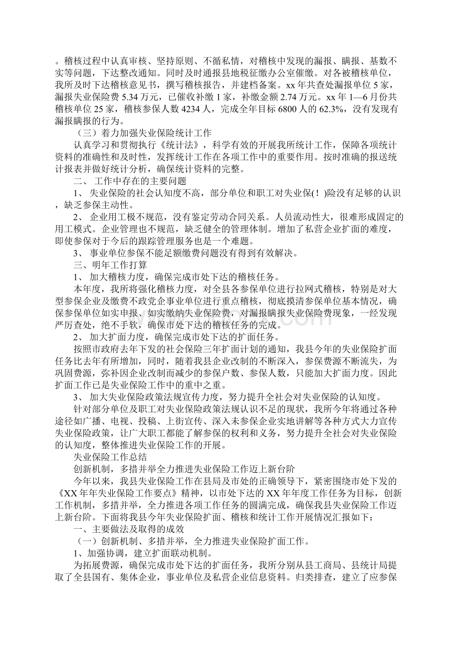 失业保险工作总结最新版Word格式.docx_第2页