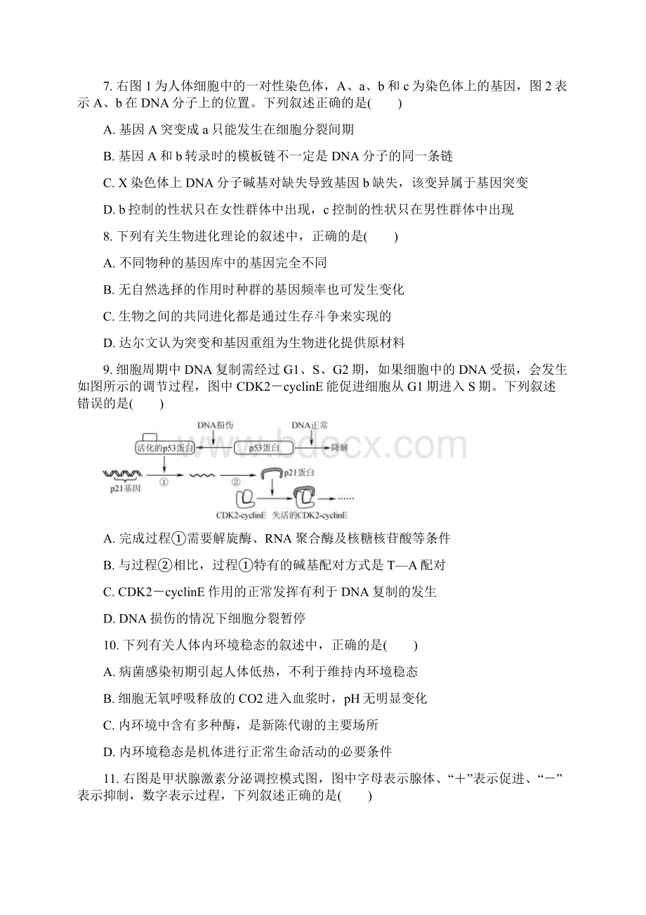 江苏省苏锡常镇四市届高三生物第三次模拟考试试题.docx_第3页