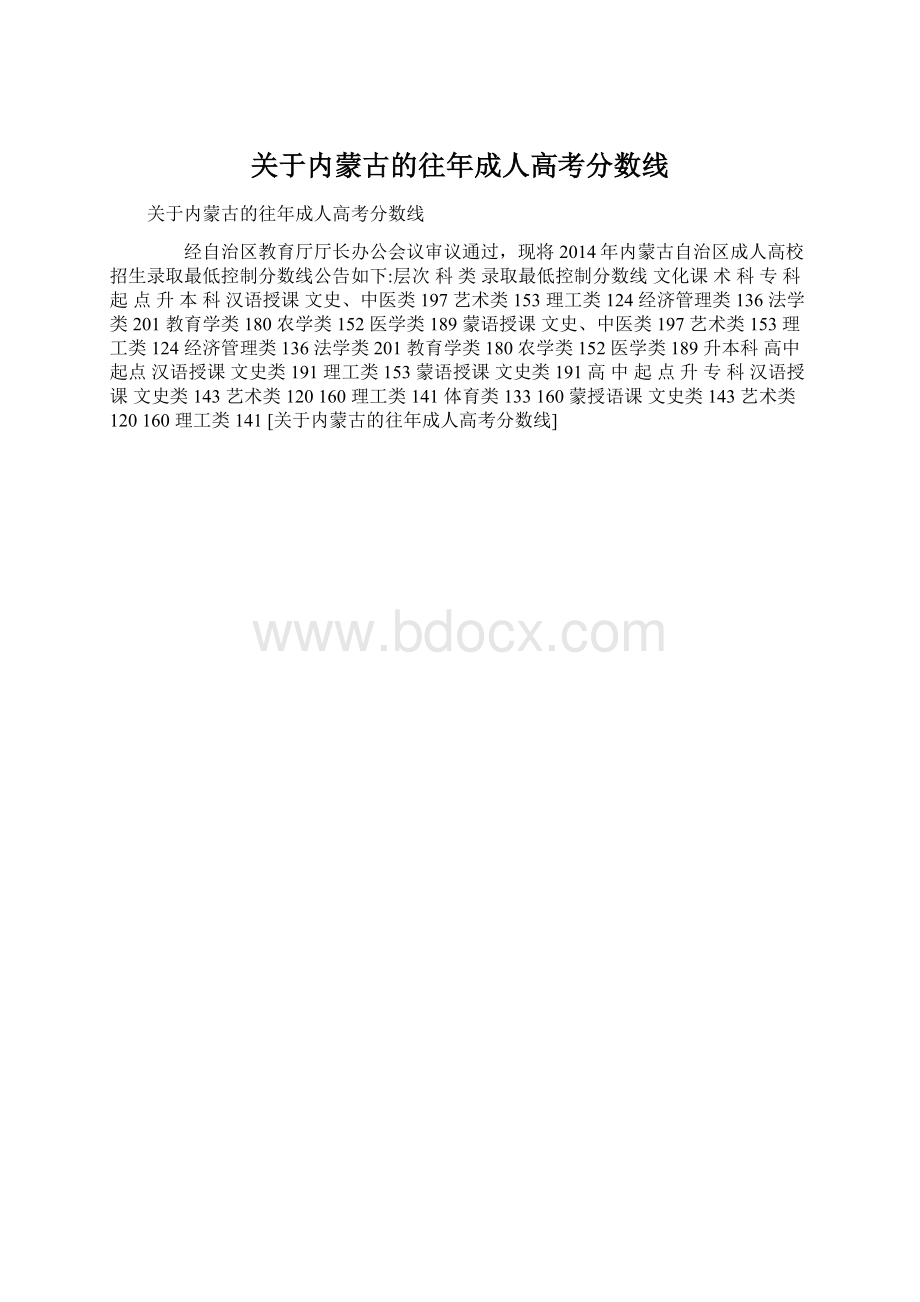 关于内蒙古的往年成人高考分数线.docx_第1页