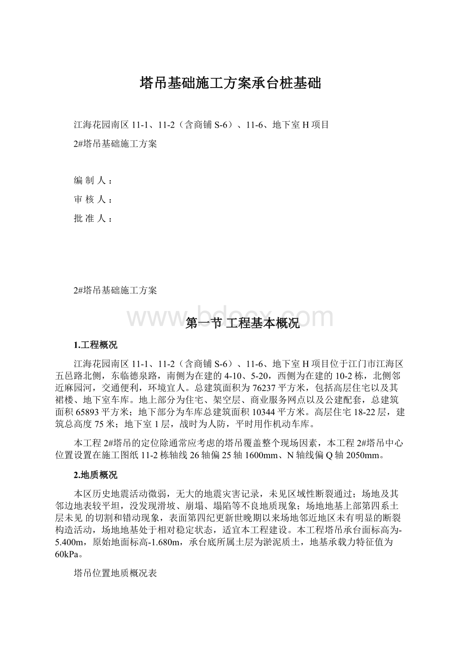 塔吊基础施工方案承台桩基础.docx