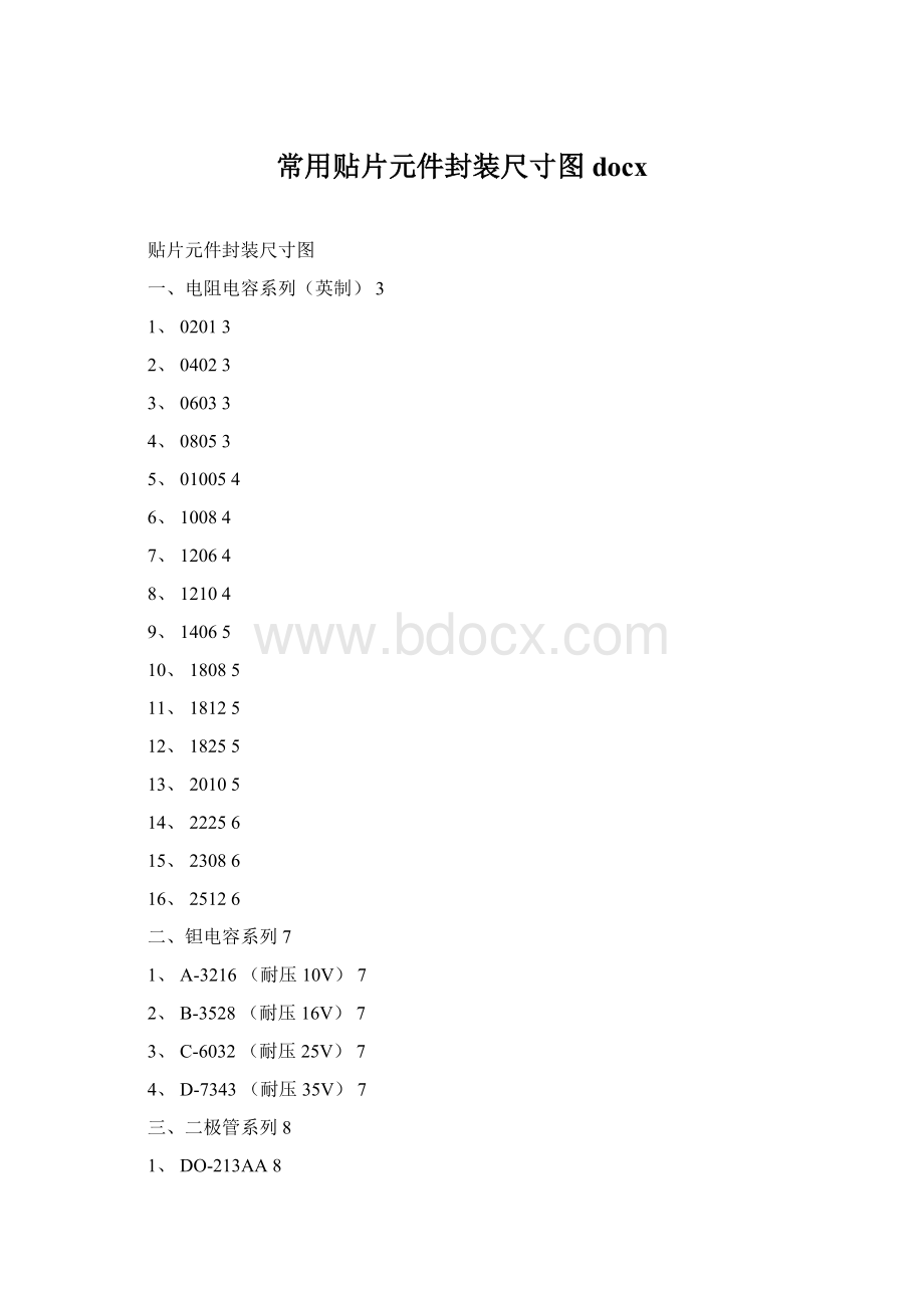 常用贴片元件封装尺寸图docx.docx_第1页