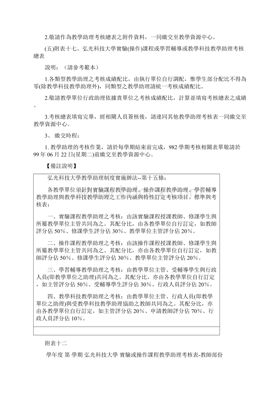 弘光科技大学98学年第二学期教学助理考核作业说明.docx_第2页