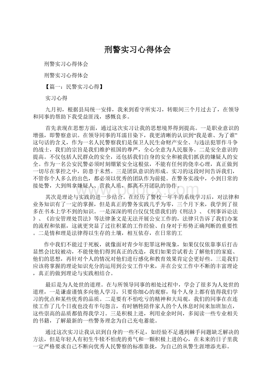 刑警实习心得体会Word格式文档下载.docx