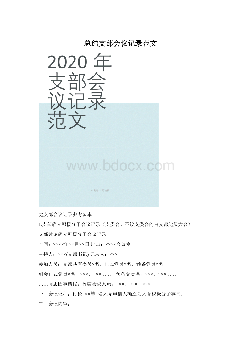 总结支部会议记录范文.docx