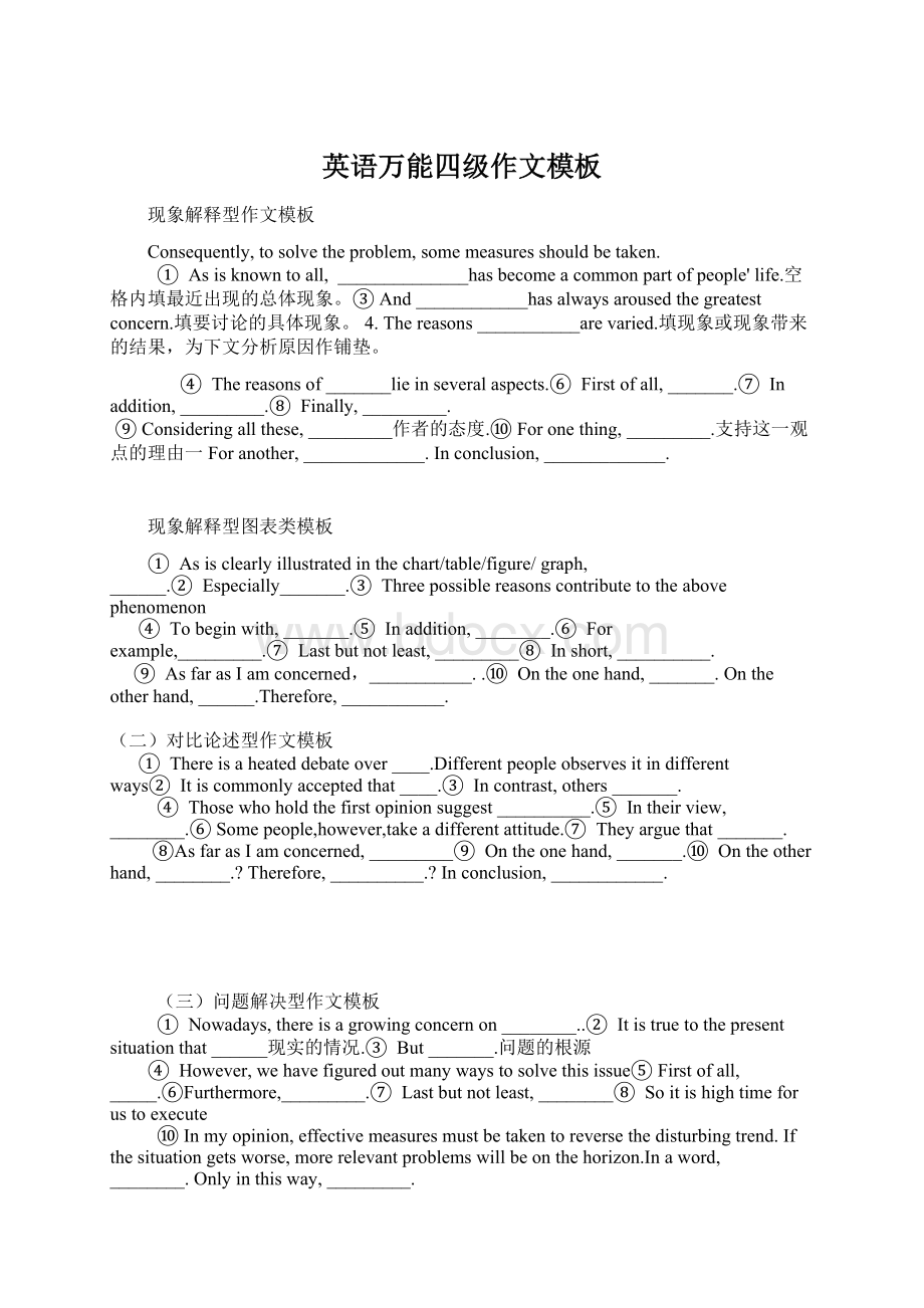 英语万能四级作文模板.docx_第1页